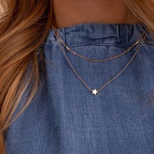 Gold Star Necklace “Written in the Stars” double chain elegant dainty